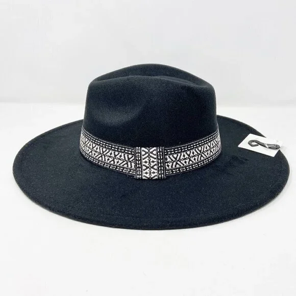 Black Wide Brim Rancher Style Hat